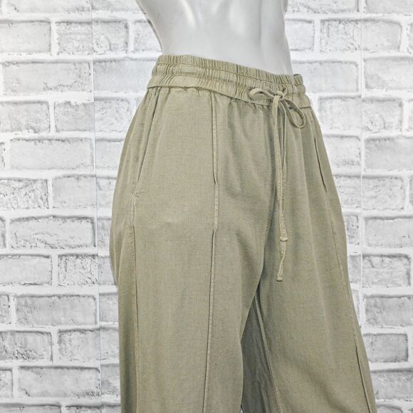 Raquel Allegra Women's wide leg Drawstring Pants in green fringe hem size 0 - Picture 8 of 9